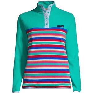 Lands’ End sweatshirt Women's Large‎ Heritage Fleece Snap Neck Pullover striped